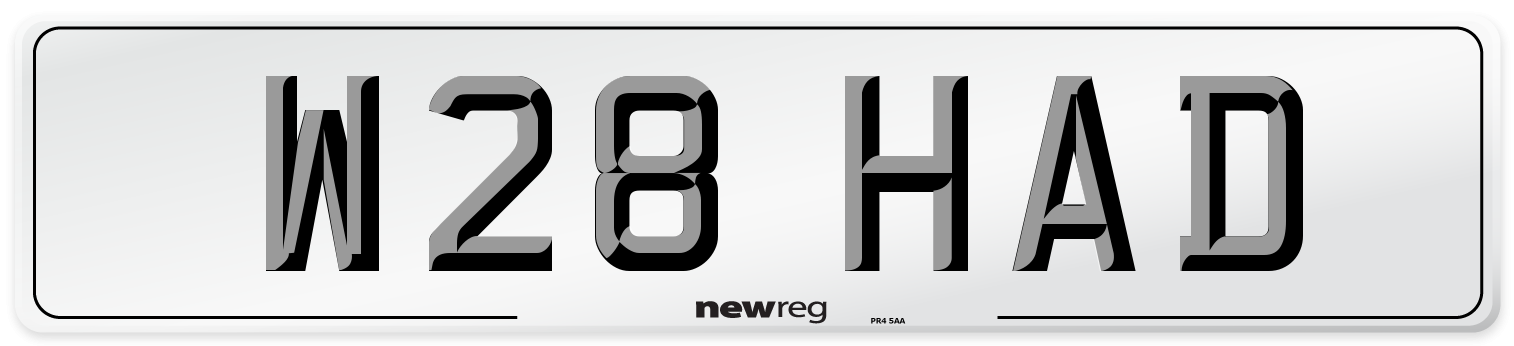 W28 HAD Number Plate from New Reg